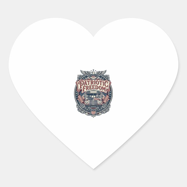 Patriotic School Bus Driver Heart Sticker (Front)