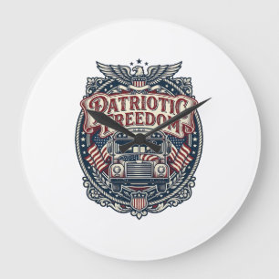 Patriotic School Bus Driver Large Clock