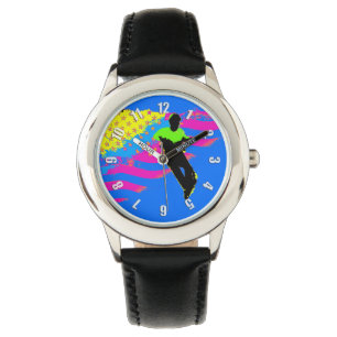 Patriotic Scooter Rider and US Flag Artwork Watch
