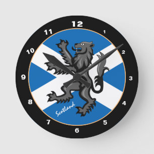 Patriotic Scottish Flag, Rampant, Scotland design Round Clock