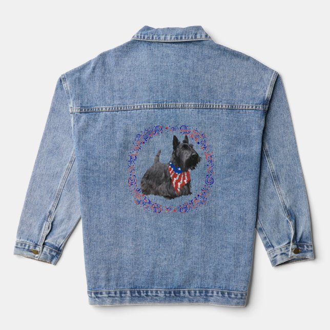 Patriotic Scottish Terrier Denim Jacket (Back)