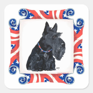 Patriotic Scottish Terrier Square Sticker