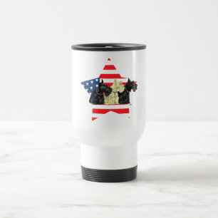 Patriotic Scottish Terriers on Star Travel Mug