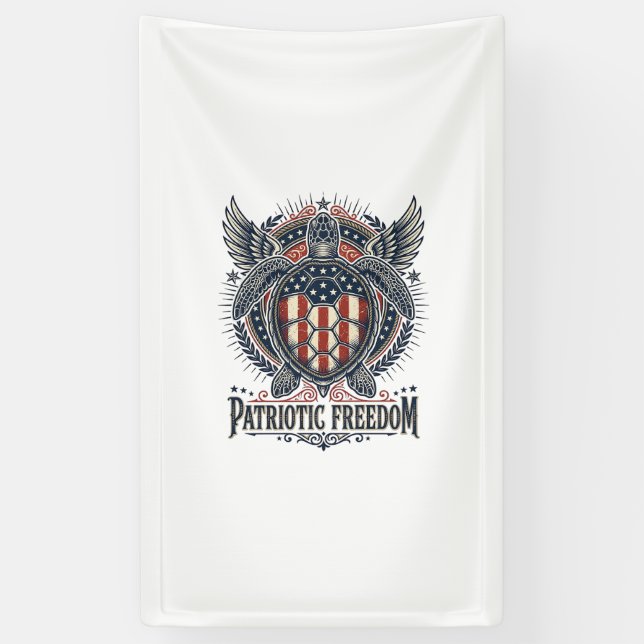  Patriotic Sea Turtle Banner (Vertical)