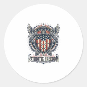 Patriotic Sea Turtle Classic Round Sticker