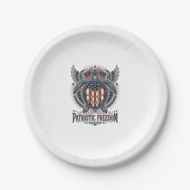  Patriotic Sea Turtle Paper Plate (Front)