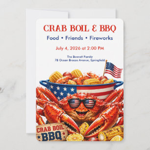 Patriotic Seafood Boil Party - Crab Boil Invitation