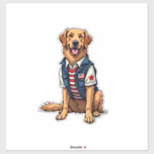 Patriotic Service Dog Golden Retriever Shirt 4