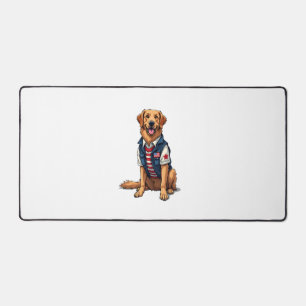 Patriotic Service Dog Golden Retriever Shirt 4 Desk Mat