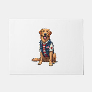 Patriotic Service Dog Golden Retriever Shirt 4 Doormat