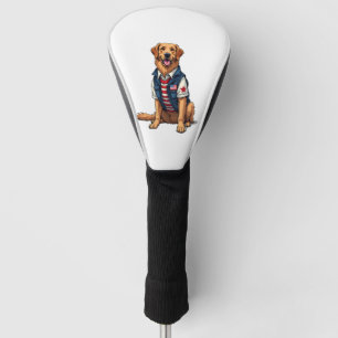 Patriotic Service Dog Golden Retriever Shirt 4 Golf Head Cover