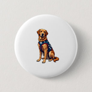 Patriotic Service Dog Golden Retriever Shirt 6 Cm Round Badge