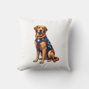 Patriotic Service Dog Golden Retriever Shirt Cushion