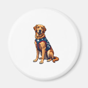 Patriotic Service Dog Golden Retriever Shirt Magnet