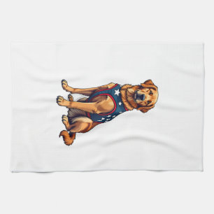 Patriotic Service Dog Golden Retriever Shirt Tea Towel