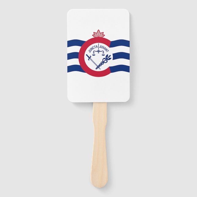 Patriotic set of hand fans with flag of Cincinnati (Front)