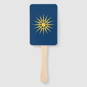 Patriotic set of hand fans with flag of Macedonia