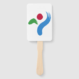 Patriotic set of hand fans with flag of Seoul