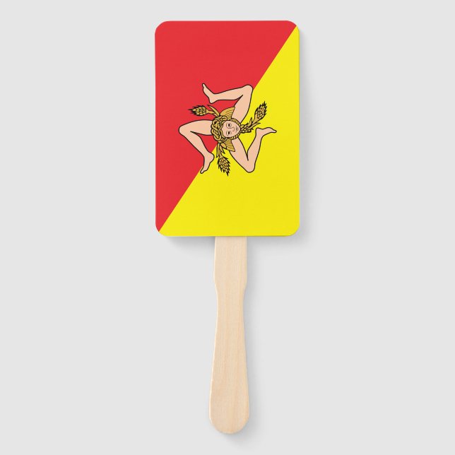 Patriotic set of hand fans with flag of Sicily (Front)