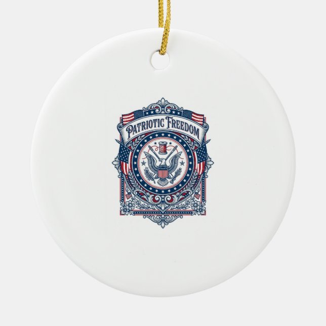 Patriotic Sewing Circle Vector Graphic Tee Ceramic Tree Decoration (Front)