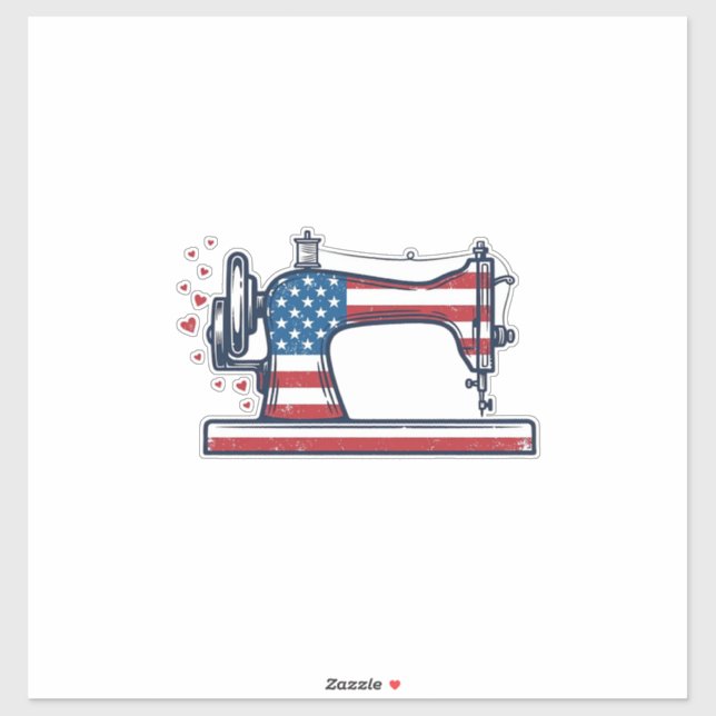 Patriotic Sewing Machine Vintage Engraving Vector_ (Sheet)