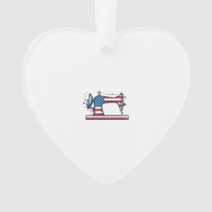 Patriotic Sewing Machine Vintage Engraving Vector_ Ornament