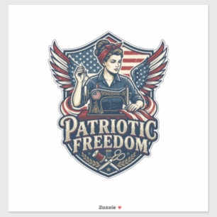 Patriotic Sewing Mum Vector Graphic Tee_1