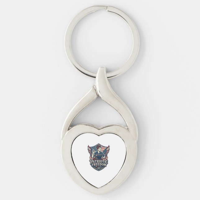 Patriotic Sewing Mum Vector Graphic Tee_1 Key Ring (Front)