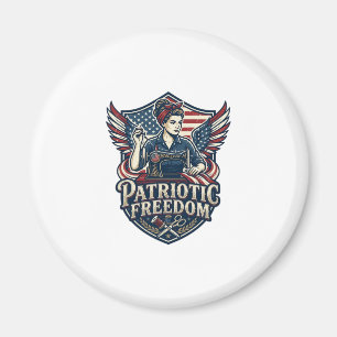 Patriotic Sewing Mum Vector Graphic Tee_1 Magnet
