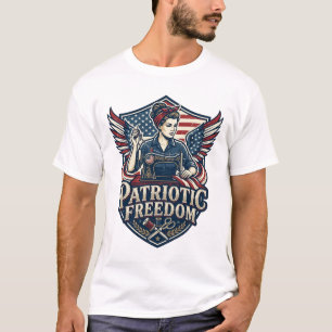 Patriotic Sewing Mum Vector Graphic Tee_1 T-Shirt