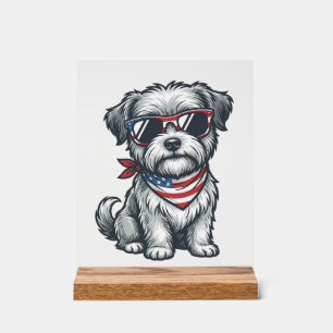 Patriotic Shaggy Dog Vintage Engraving Tank Top_1 Acrylic Sign