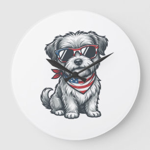 Patriotic Shaggy Dog Vintage Engraving Tank Top_1 Large Clock