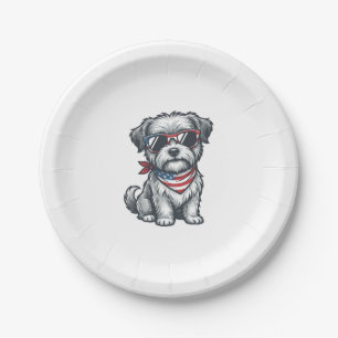 Patriotic Shaggy Dog Vintage Engraving Tank Top_1 Paper Plate