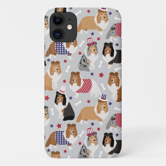 Patriotic Sheltie Shetland Sheepdog Case-Mate iPhone Case (Back)