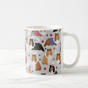 Patriotic Sheltie Shetland Sheepdog Coffee Mug