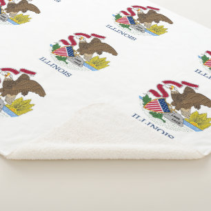 Patriotic Sherpa Blanket with flag of Illinois