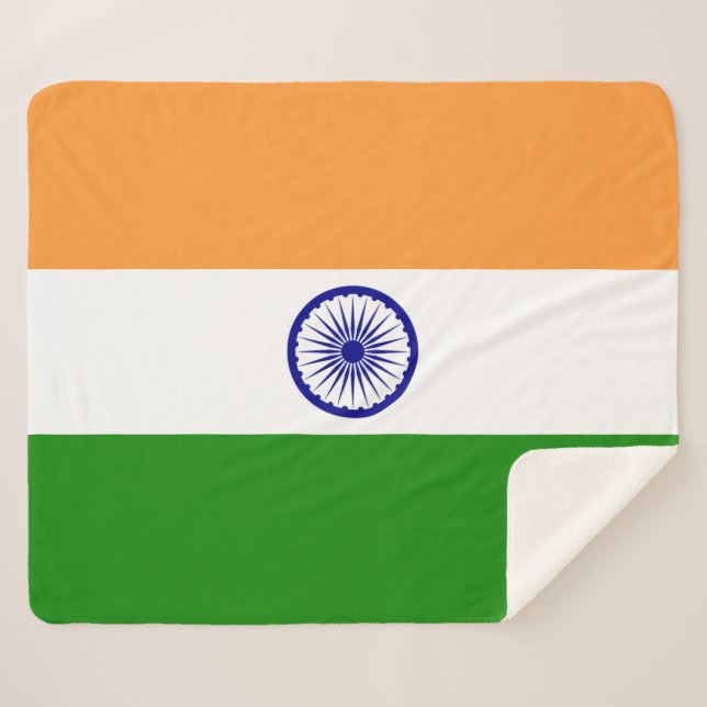 Patriotic Sherpa Blanket with India flag (Front (Horizontal))
