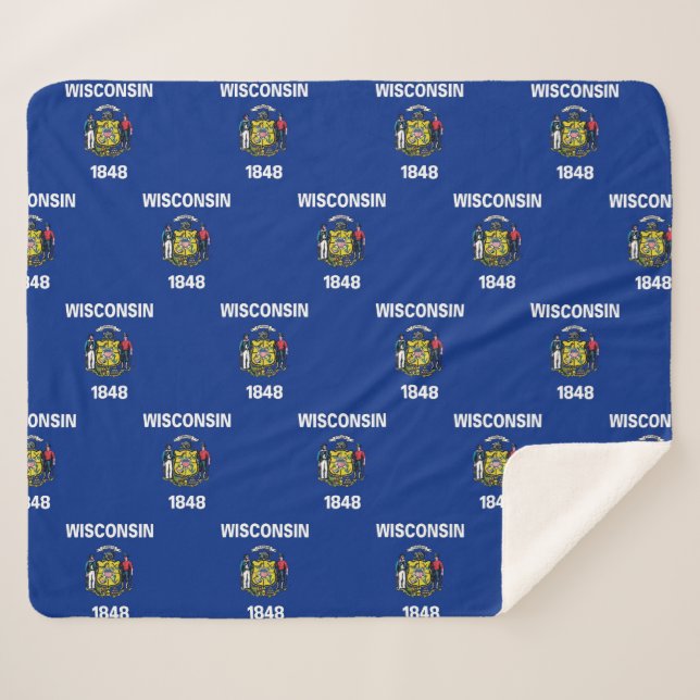 Patriotic Sherpa Blanket with Wisconsin flag (Front (Horizontal))