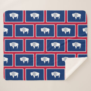 Patriotic Sherpa Blanket with Wyoming flag