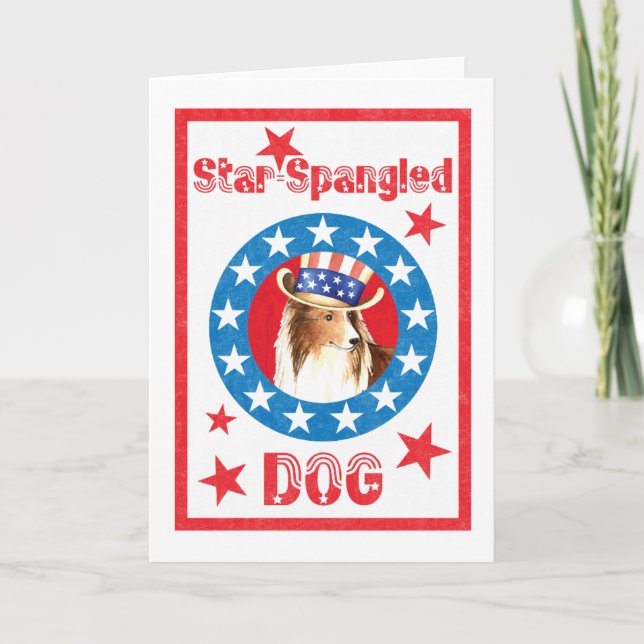 Patriotic Shetland Sheepdog Card (Front)