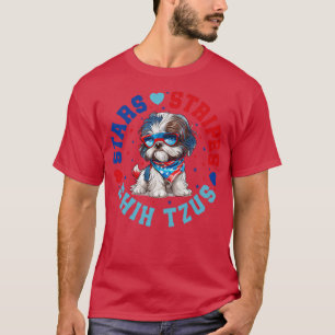 Patriotic Shih Tzu Dog For 4th Of July Celebration T-Shirt