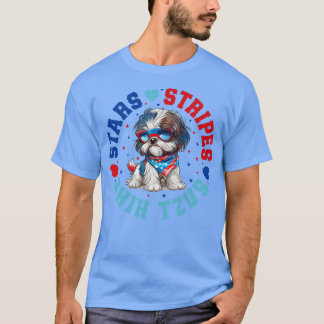 Patriotic Shih Tzu Dog For 4th Of July Celebration T-Shirt