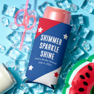 Patriotic "Shimmer Sparkle Shine" Wedding Favours Seltzer Can Cooler