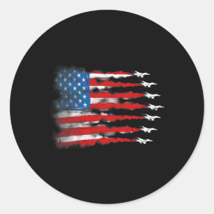 Patriotic Shirts Men Jet Red White Blue Usa Flag 4 Classic Round Sticker