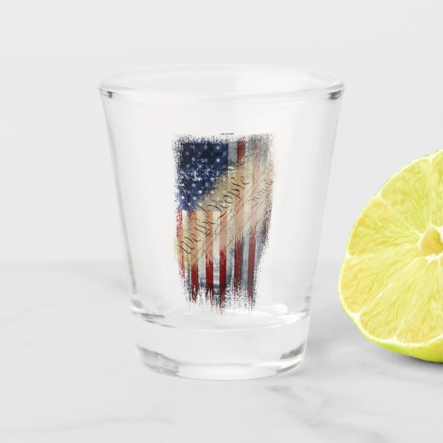 Patriotic Shot Glass Vintage American Flag (Front)