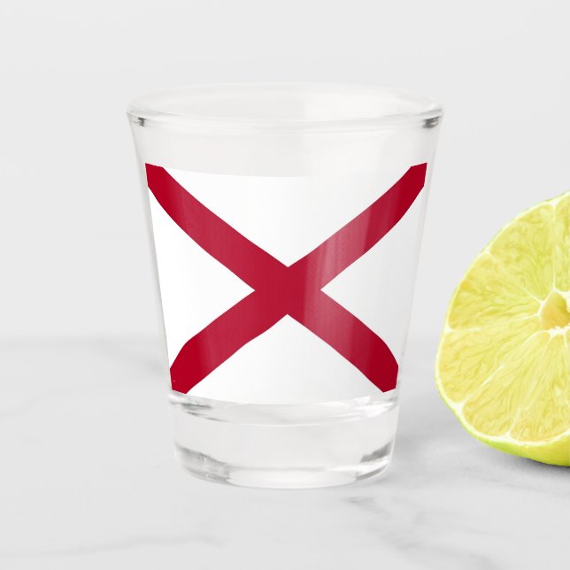 Patriotic shot glass with flag of Alabama, USA (Front)