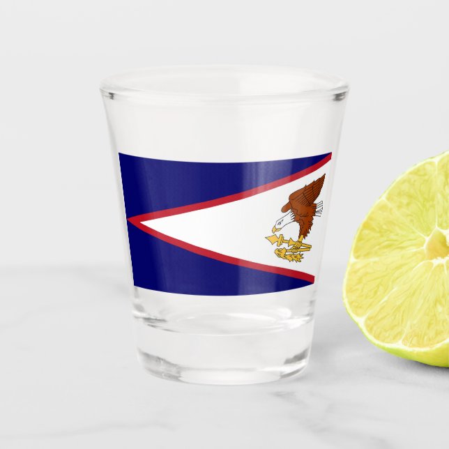 Patriotic shot glass with flag of American Samoa (Front)