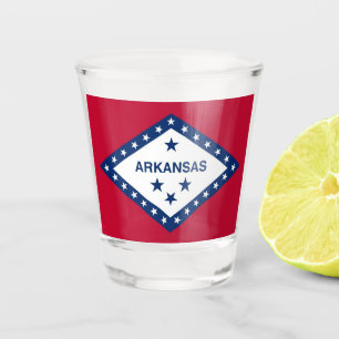 Patriotic shot glass with flag of Arkansas, USA