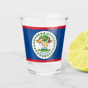 Patriotic shot glass with flag of Belise