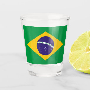 Patriotic shot glass with flag of Brazil